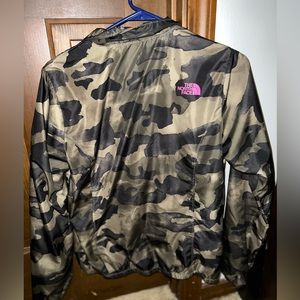 Northface camo and magenta wind breaker.